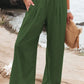 Women's casual pants with drawstring, mid waist, beach wide leg, spring and summer, European and American pants