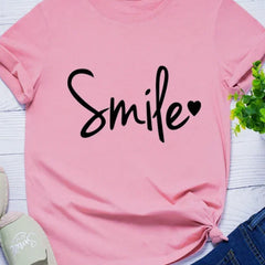 Women Tshirt Ladies Shirt Clothes Camisetas Mujer Smile Heart Print Women T Shirt Short Sleeve Summer Casual Streetwear Top Tees