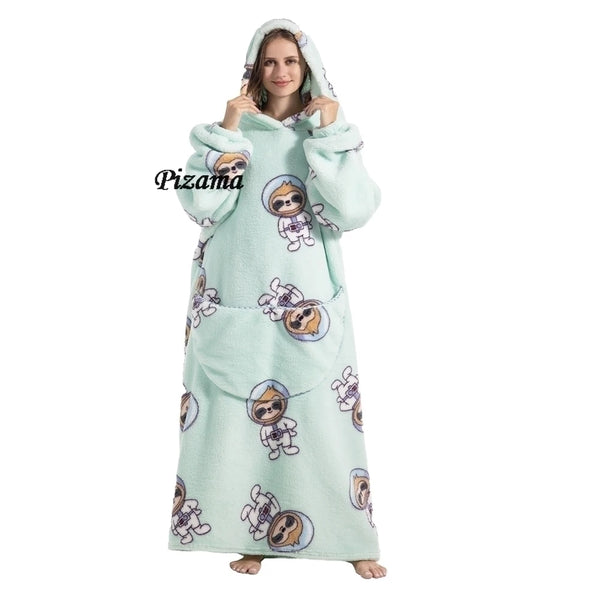 Sweatshirt Women Plus Size Clothes Blue Extra Long Winter Warm Tv Blankets Wearable Sherpa Oversized Hoodies Winter Clothes