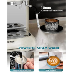 Professional Espresso Machine with Builtin Grinder and 20 Bar Pressure for Home Use Includes Milk Frother Steam Wand for Crafti
