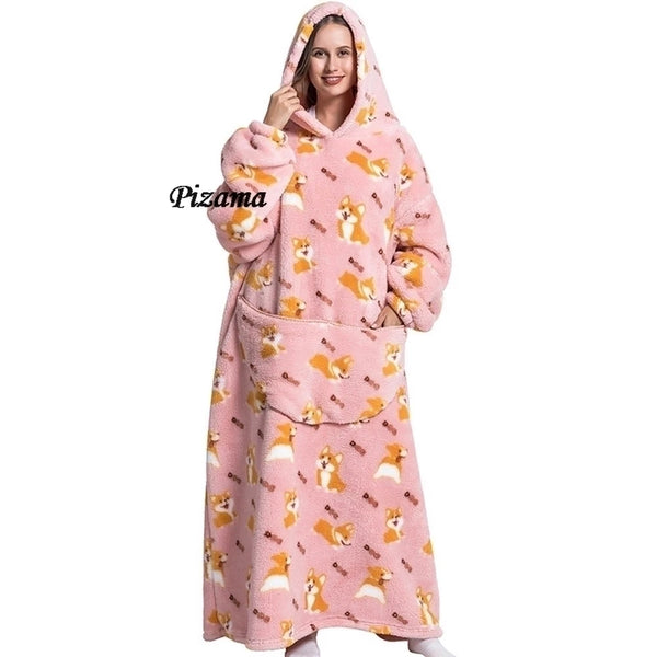 Sweatshirt Women Plus Size Clothes Blue Extra Long Winter Warm Tv Blankets Wearable Sherpa Oversized Hoodies Winter Clothes