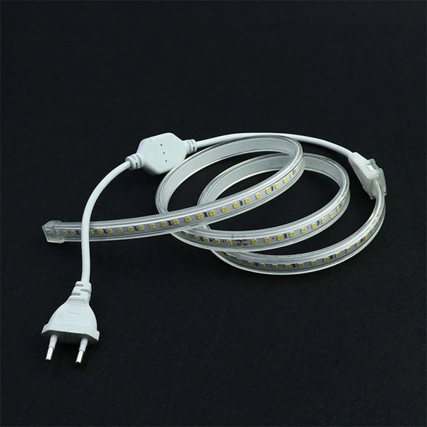 LED Strips Light 220V SMD2835 IP67 Waterproof Flexible Rope Lamp 120Leds/M High Brightness Outdoor Indoor Tape Decor EU Plug