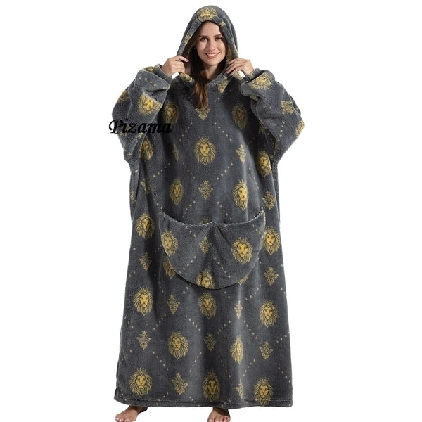 Sweatshirt Women Plus Size Clothes Blue Extra Long Winter Warm Tv Blankets Wearable Sherpa Oversized Hoodies Winter Clothes