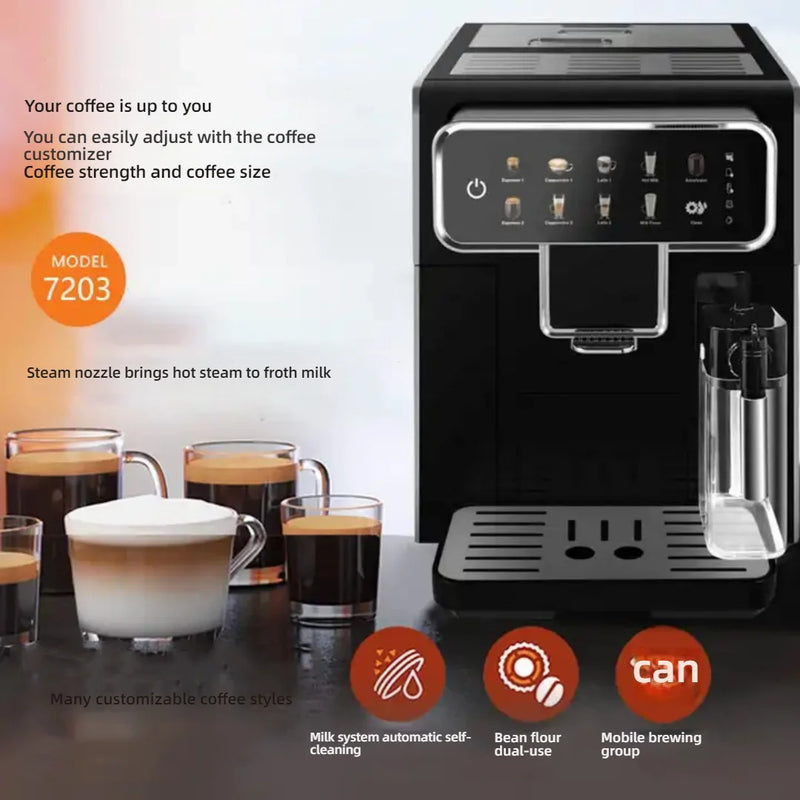 CAFOVO AE01 Fully Automatic Coffee Machine Bean to Cup One Touch Espresso Americano Maker with Milk Frother 1350W