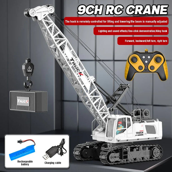 Big Rc Truck Alloy Crane 2.4G Remote Control Truck 9Ch 11Ch 13Ch 15Ch Spray Toy Radio Controlled Engineering Vehicle Excavator