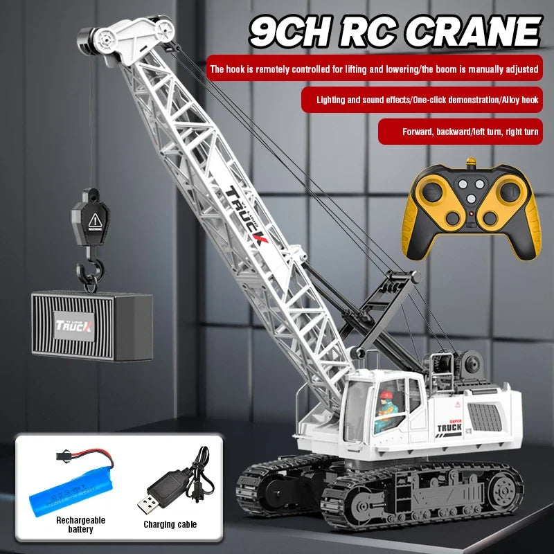 Big Rc Truck Alloy Crane 2.4G Remote Control Truck 9Ch 11Ch 13Ch 15Ch Spray Toy Radio Controlled Engineering Vehicle Excavator