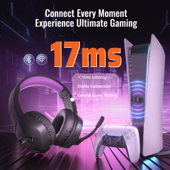 BINNUNE Dual Wireless Gaming Headset with mic for PC PS4 PS5, Bluetooth Gaming Headset  for Laptop Computer, Gaming Headphones