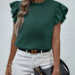 Elegant Ruffles Sleeveless O Neck Loose Blouse Women Summer Casual Solid Shirt Office Lady Chic Simple Luxury Tops Streetwear