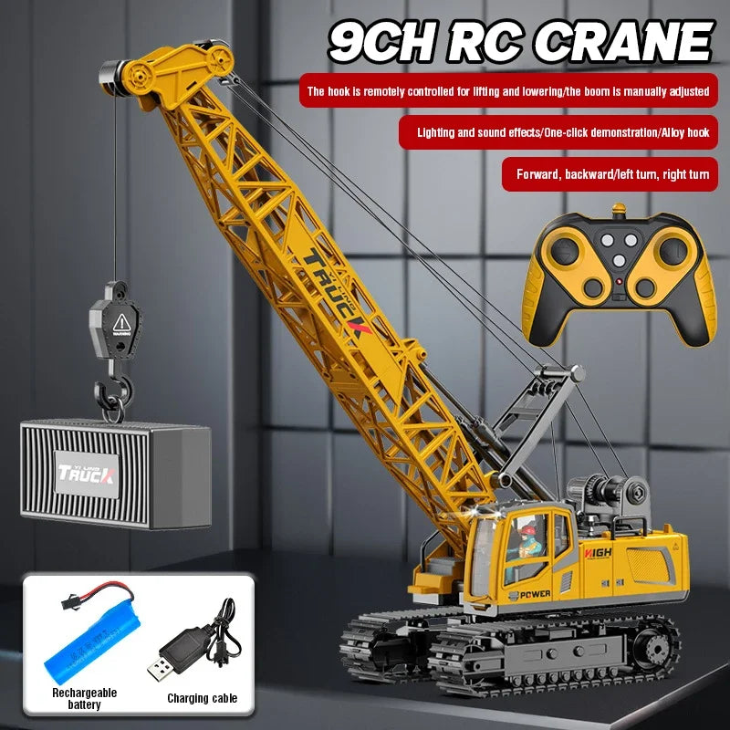 Big Rc Truck Alloy Crane 2.4G Remote Control Truck 9Ch 11Ch 13Ch 15Ch Spray Toy Radio Controlled Engineering Vehicle Excavator
