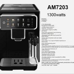 CAFOVO AE01 Fully Automatic Coffee Machine Bean to Cup One Touch Espresso Americano Maker with Milk Frother 1350W