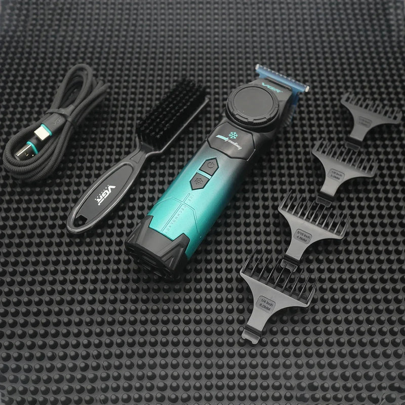 VGR V-946 Professional Ice Tech Hair Trimmer DLC Blade 0 Gap 8000RPM Brushless Blue Ceramic For Men Beard Trimming Grooming