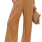 Women's casual pants with drawstring, mid waist, beach wide leg, spring and summer, European and American pants