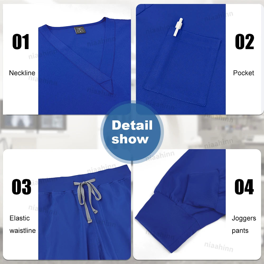 Scrubs Men Women Wholesale Scrubs Uniforms Medical Jogger Set Nurses Accessories Dental Clinic Pet Grooming Scrub Top Pants Sets