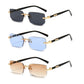 Rimless Sunglasses Rectangle Fashion Popular Women Men Shades Small Square Sun Glasses For Female Male Summer Traveling Oculos