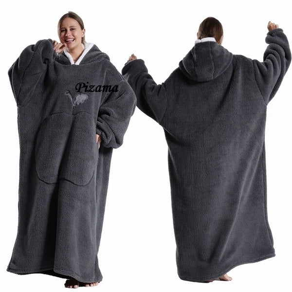 Sweatshirt Women Plus Size Clothes Blue Extra Long Winter Warm Tv Blankets Wearable Sherpa Oversized Hoodies Winter Clothes