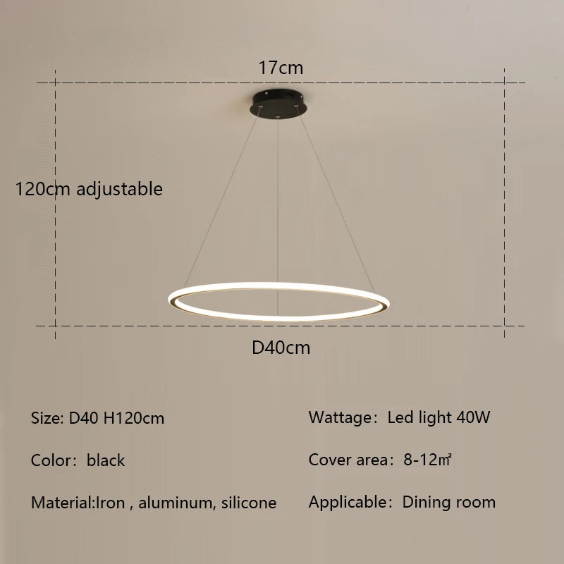 Nordic Simple Round Ring Led Chandeliers Lighting Living Dining Room Lustre Circle Pendant Lights Bedroom Hanging Lamps Fixtures