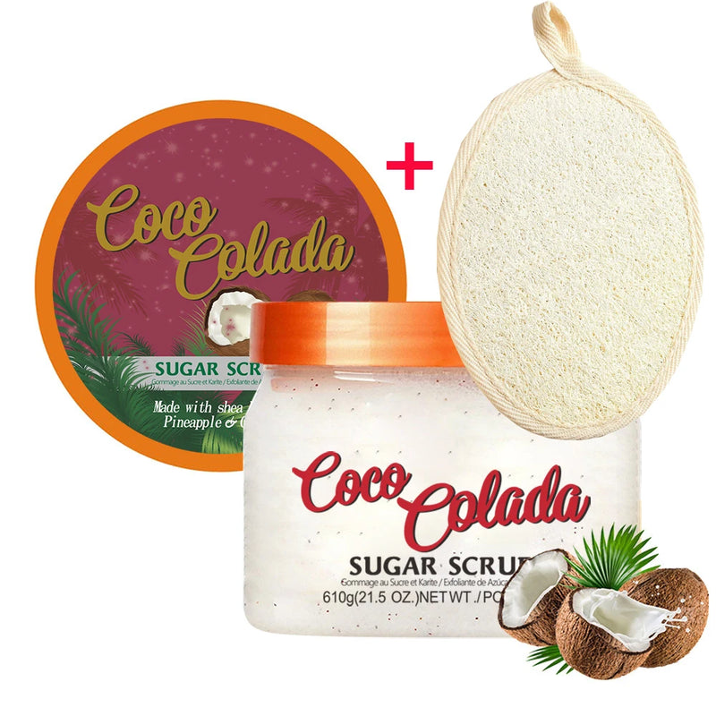 Shea Sugar Body Scrub Coconut Watermelon Rose Alpha Arbutin Hydrating And Exfoliating Scrub for Nourishing Includes Loofah Tool
