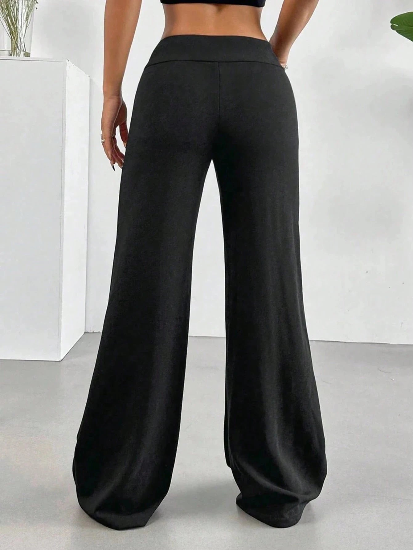 Women's High-waist Wide-leg Pants Solid Color Casual Pants Spring And Summer Fashionable Comfortable Trousers For Daily Wear