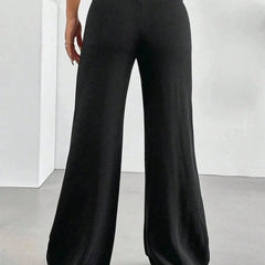 Women's High-waist Wide-leg Pants Solid Color Casual Pants Spring And Summer Fashionable Comfortable Trousers For Daily Wear