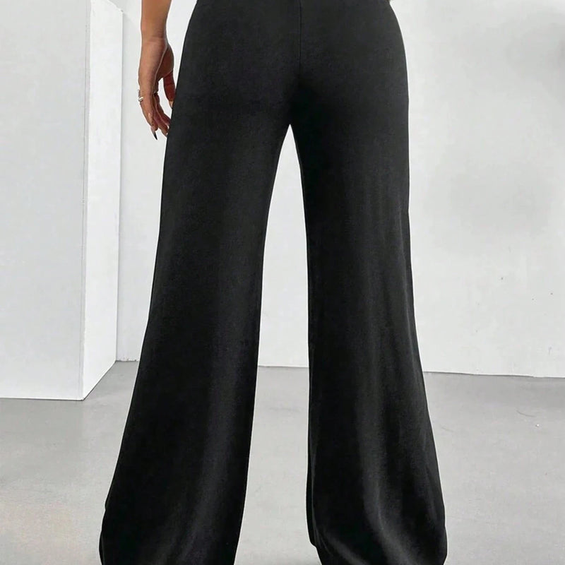 Women's High-waist Wide-leg Pants Solid Color Casual Pants Spring And Summer Fashionable Comfortable Trousers For Daily Wear