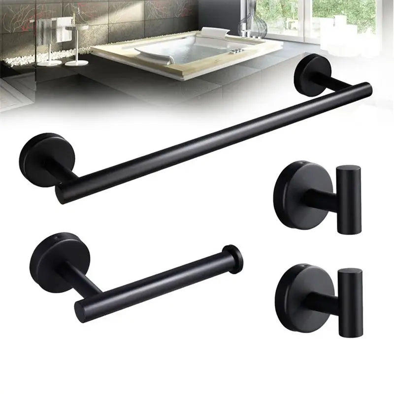 DecorBites™ Brushed Gold Bathroom Hardware Set: Towel Holder, Paper Holder, Robe Hook