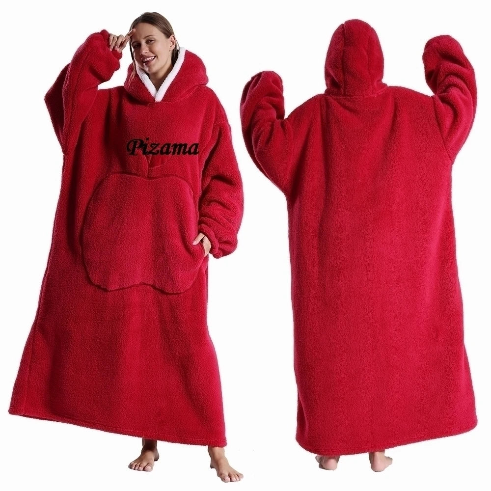 Sweatshirt Women Plus Size Clothes Blue Extra Long Winter Warm Tv Blankets Wearable Sherpa Oversized Hoodies Winter Clothes