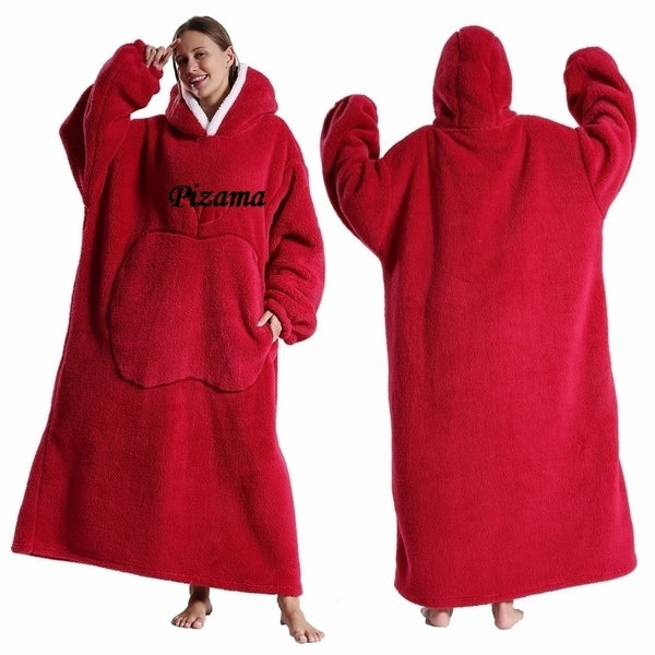 Sweatshirt Women Plus Size Clothes Blue Extra Long Winter Warm Tv Blankets Wearable Sherpa Oversized Hoodies Winter Clothes