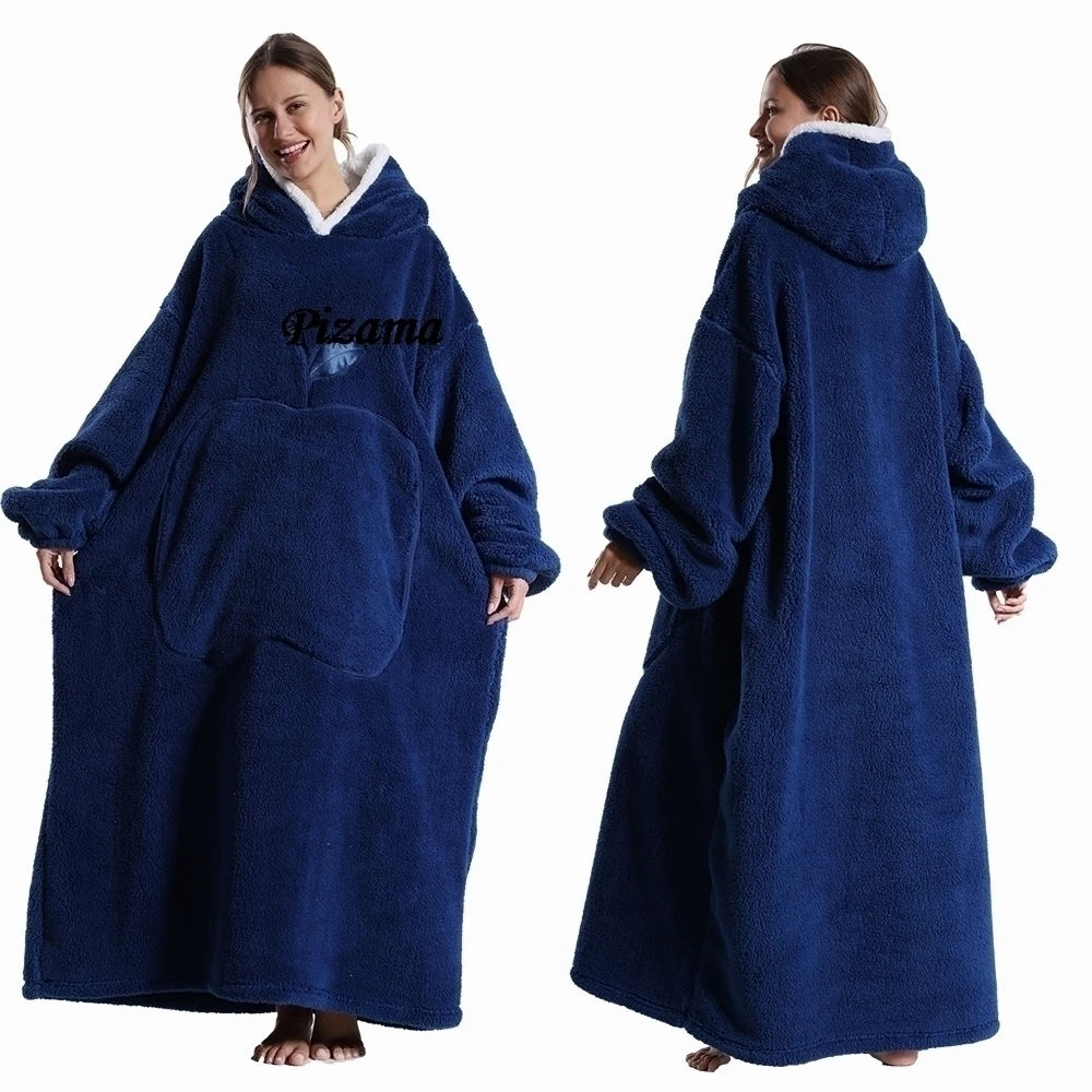 Sweatshirt Women Plus Size Clothes Blue Extra Long Winter Warm Tv Blankets Wearable Sherpa Oversized Hoodies Winter Clothes