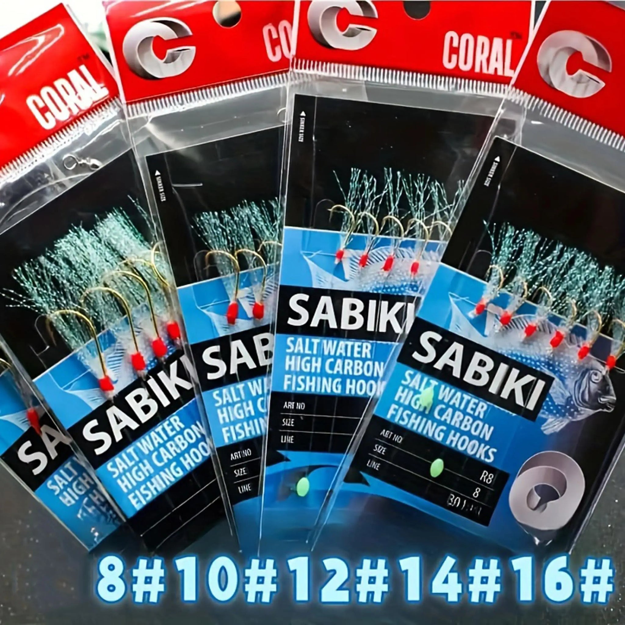 Fishing String Hook Bait Equipment - Durable High Carbon Hook and Vibrant Luminous Beads, Seductive Salty Fishing Set Herring, Snapper, Marluowei, Flat Head, Herring, and Thrilling Shark Adventure