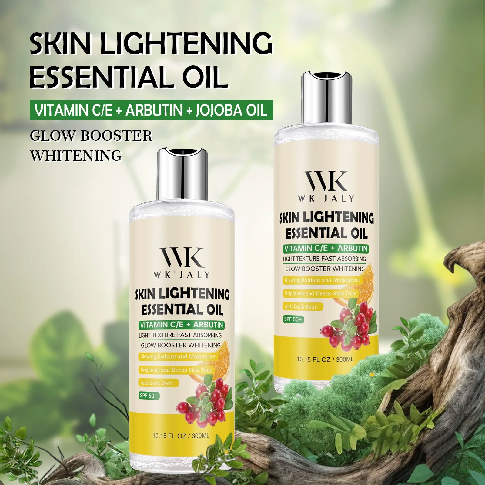 WK JALY Whitening Body Oil, Remove Dark Spots, Glow Booster, Smooth, Clean Skin, Deep Moisturizing, With Jojoba Oil, Arbutin