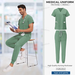 Scrubs Men Women Wholesale Scrubs Uniforms Medical Jogger Set Nurses Accessories Dental Clinic Pet Grooming Scrub Top Pants Sets