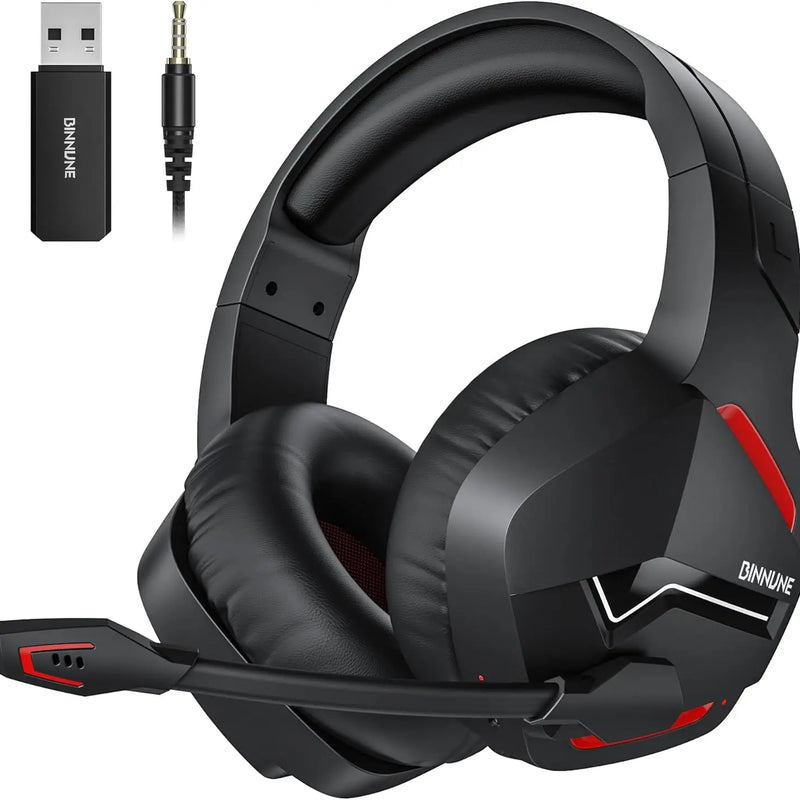 BINNUNE Dual Wireless Gaming Headset with mic for PC PS4 PS5, Bluetooth Gaming Headset  for Laptop Computer, Gaming Headphones