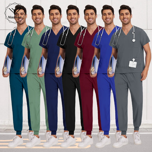 Scrubs Men Women Wholesale Scrubs Uniforms Medical Jogger Set Nurses Accessories Dental Clinic Pet Grooming Scrub Top Pants Sets