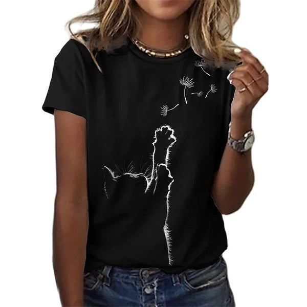 Women's T Shirt Fashion Blouse Short Sleeve T Shirt For Women 3d Cat Print Black Kawaii T Shirt Women's Oversized Summer Top