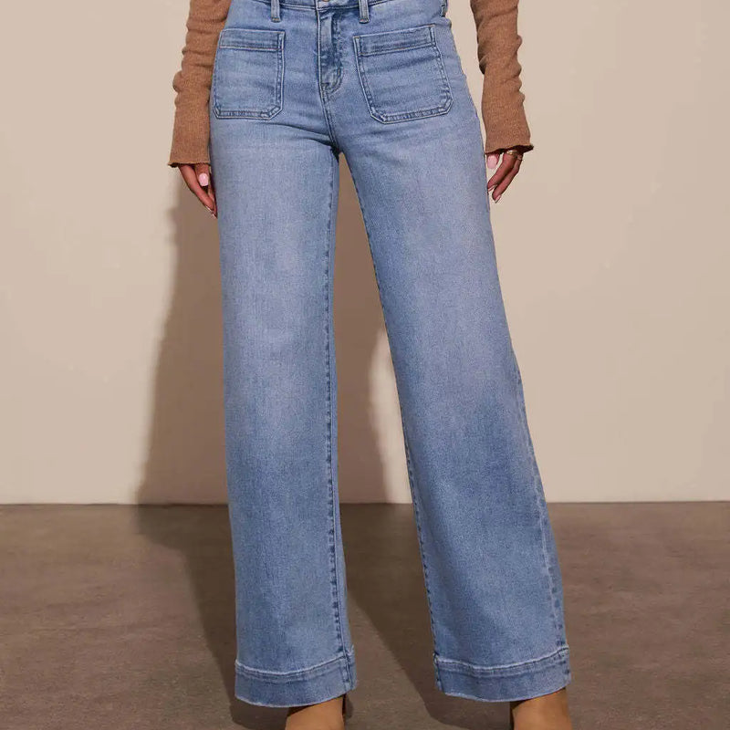 Women's New Europe and the United States High-Waisted Jeans Women's 2025 Spring Thin Wide-Leg Retro Temperament Straight Pants