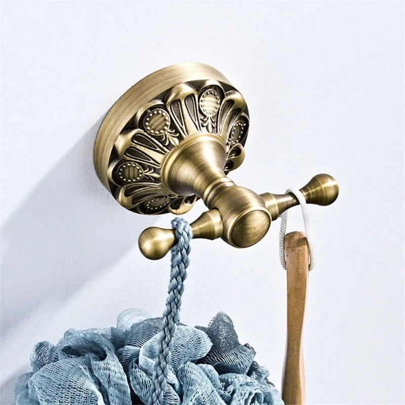 DecorBites™ Brass Bathroom Hardware Set: Shelf, Toilet Brush Holder, Paper & Towel Holder
