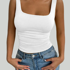 Fashion casual women's blouse with square neckline and two-piece set