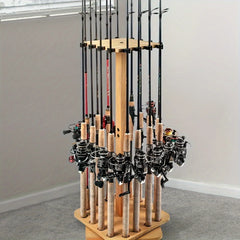 Fishing Rod Holders for Garage 360 Degree Rotating Fishing Pole Rack, Floor Stand Holds up to 16 Rods