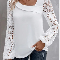 Fashion White Lace Blouse Women 2023 Casual New Arrivals Shirts And Blouses Elegant Female Loose Long Sleeve Tops