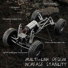 1/18 RC Climbing Car 4WD Off-road Remote Control Vehicle RTR Rock Crawler Big-wheel 4x4 Electric Truck Model Toys for Kids