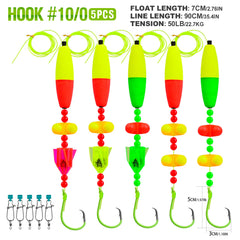 PROBEROS 5pcs Catfish Float Rigs with Rattler 6/0-10/0 Hooks Noise-Attracting Catfishing Equipment for Freshwater Lake Fishing