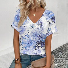 Women's T-Shirt Summer V-Neck T Shirt For Women Daily Fashion Short Sleeve Casual T-Shirt 3d Print Female Clothes