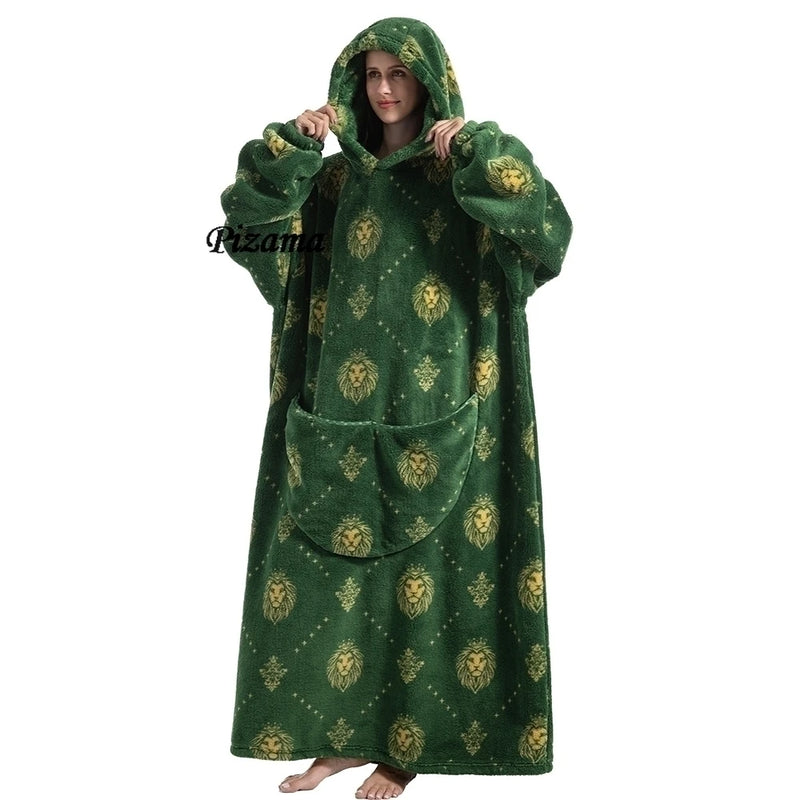 Sweatshirt Women Plus Size Clothes Blue Extra Long Winter Warm Tv Blankets Wearable Sherpa Oversized Hoodies Winter Clothes