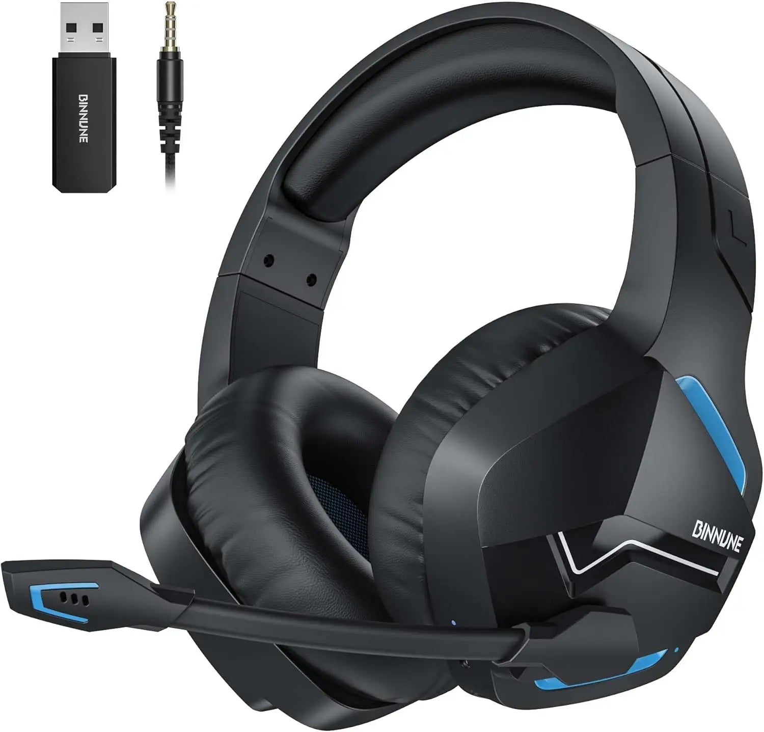 BINNUNE Dual Wireless Gaming Headset with mic for PC PS4 PS5, Bluetooth Gaming Headset  for Laptop Computer, Gaming Headphones