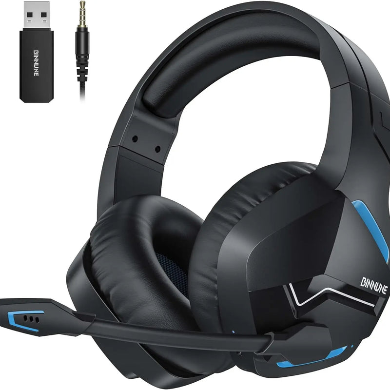 BINNUNE Dual Wireless Gaming Headset with mic for PC PS4 PS5, Bluetooth Gaming Headset  for Laptop Computer, Gaming Headphones
