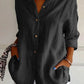 New Women's Shirt Casual Lapel Pleated Single-Breasted Button Solid Color Shirt Office Street Tops Blouses for Female