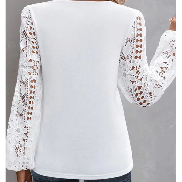 Fashion White Lace Blouse Women 2023 Casual New Arrivals Shirts And Blouses Elegant Female Loose Long Sleeve Tops