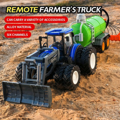 Rc Car 1:24 Alloy Remote-Controlled Tractor Toy With Headlights Simulation Electric Farm Truck Toy Set Child Outdoors Toys Gifts