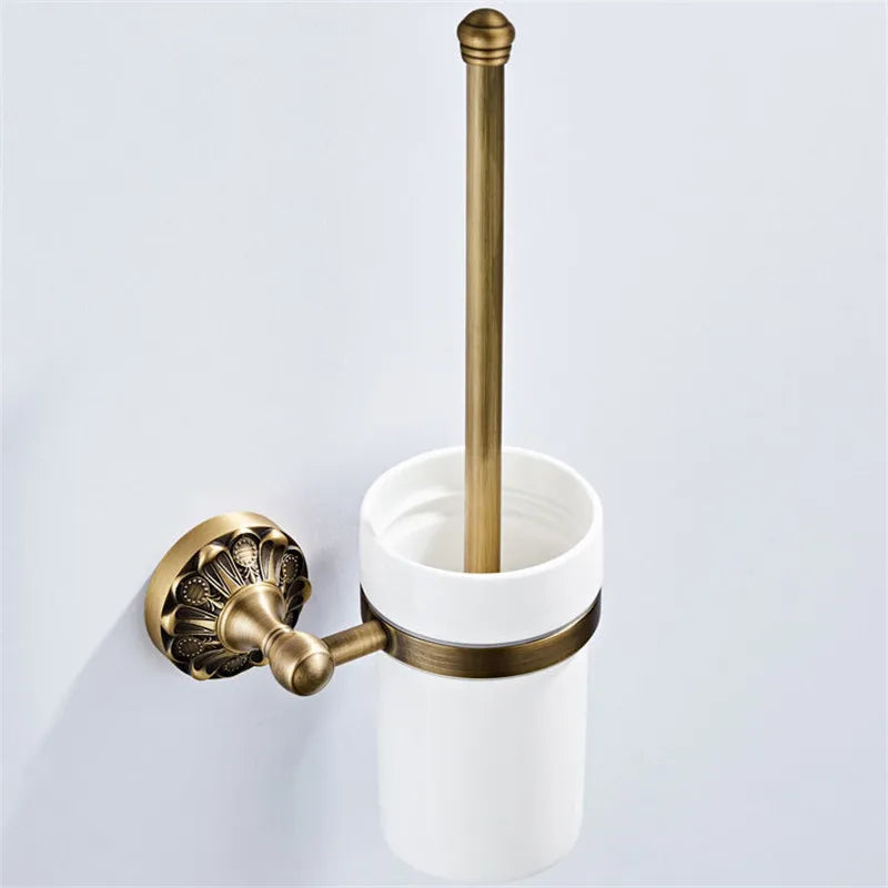 DecorBites™ Brass Bathroom Hardware Set: Shelf, Toilet Brush Holder, Paper & Towel Holder