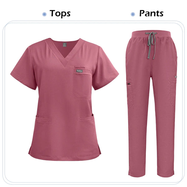 Niaahinn Scrubs Uniforms Sets Nursing High-quality Medical Uniform Wholesale Nurse Hospital Workwear Short Sleeved Top Pants Set